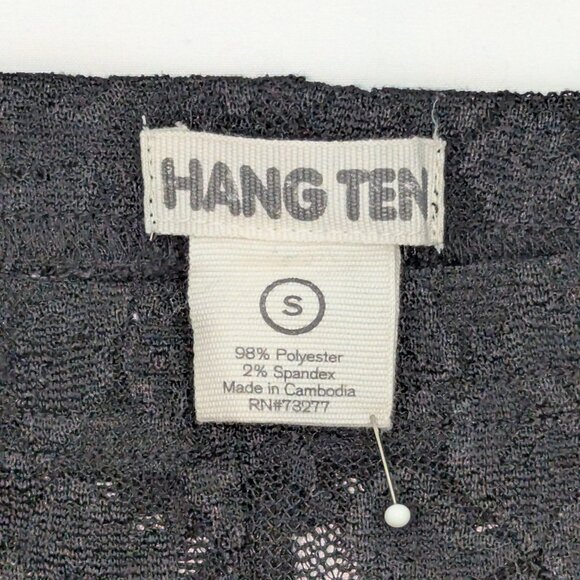 Y2K 00s HANG TEN Black Sheer Floral Lace Low-Rise Bermuda Legging Shorts Sz S - Picture 4 of 4